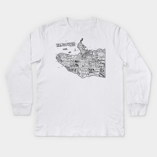 Vancouver Canada Illustrated Map Kids Long Sleeve T-Shirt